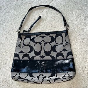 Coach Vintage Black Gray Satchel Shoulder Bag Tote